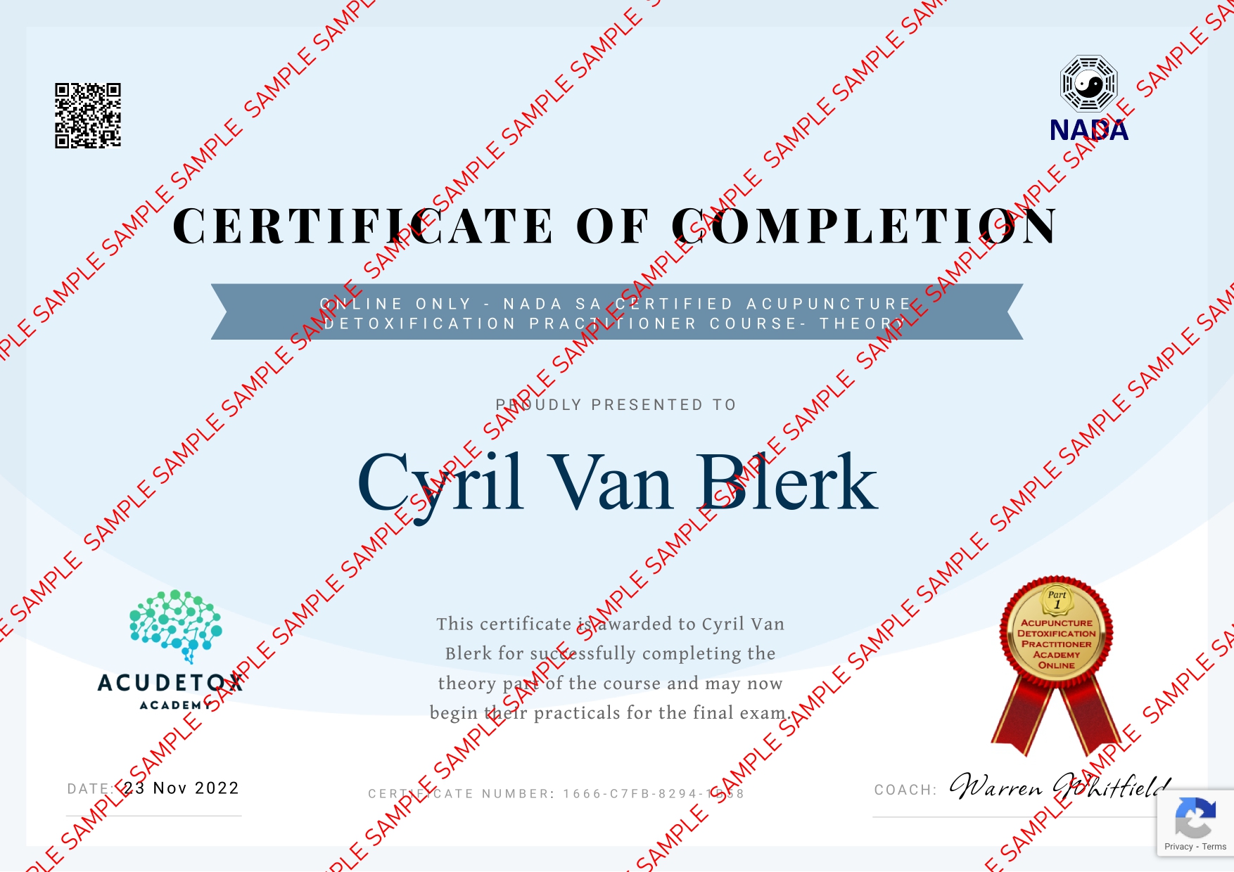 SAMPLE CERTIFICATES - Acudetox Academy Online