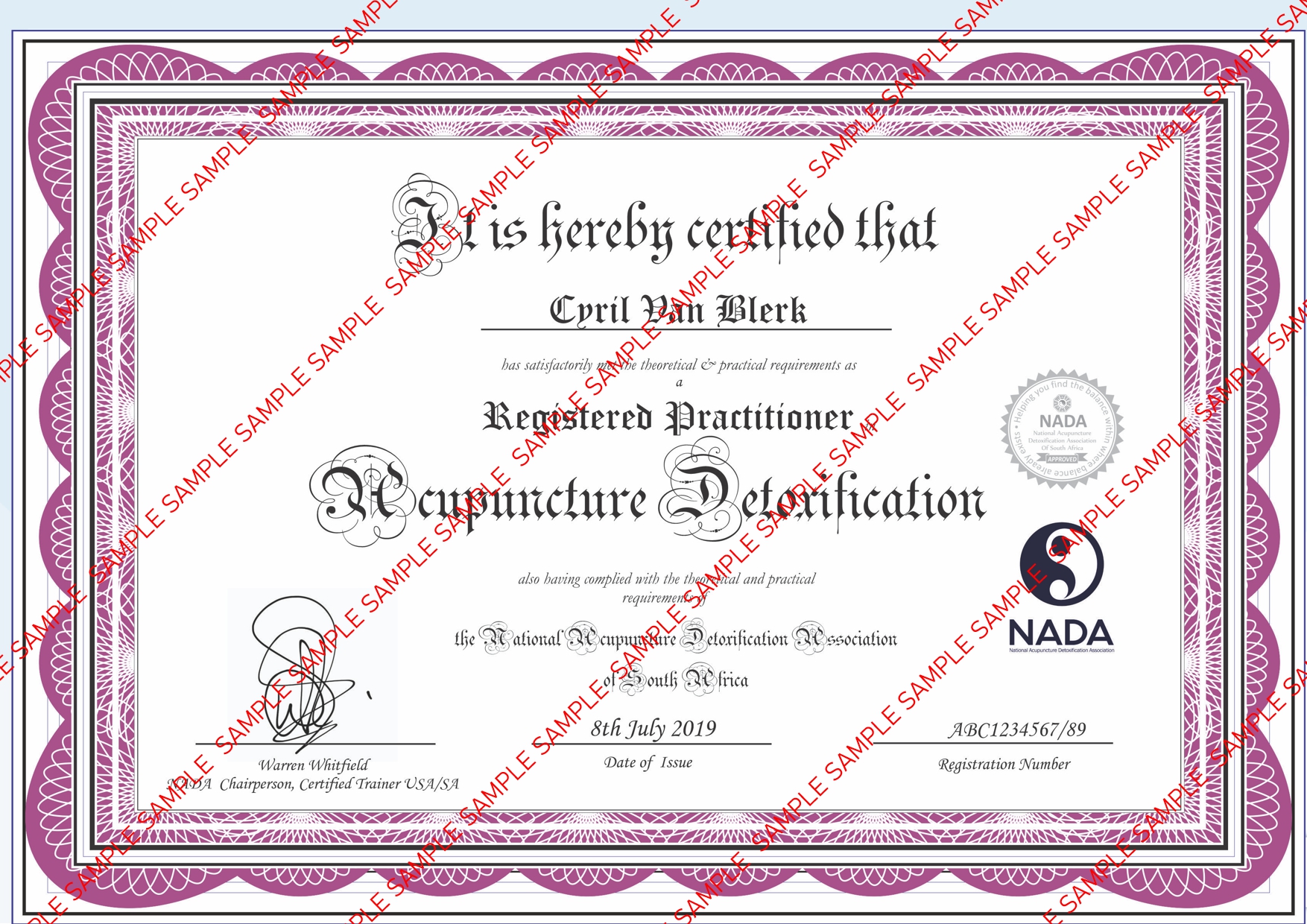 SAMPLE CERTIFICATES - Acudetox Academy Online